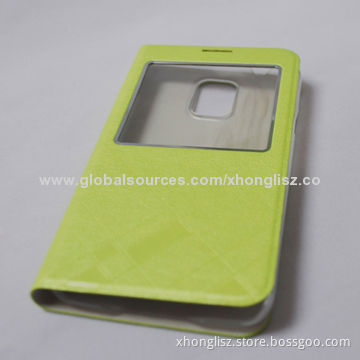 Leather Mobile Phone Case for Samsung Galaxy S5, Windows Smart View Clear